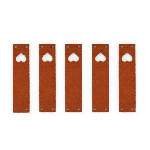 Zestaw metek nubuk premium "Serce" / rdza / 60 x 15 mm / 5 szt.