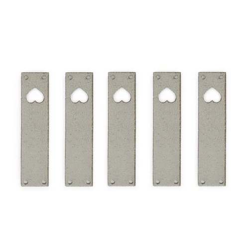Zestaw metek nubuk premium "Serce" / szary / 60 x 15 mm / 5 szt.