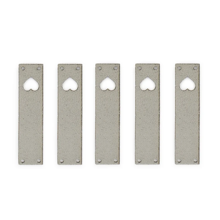 Zestaw metek nubuk premium "Serce" / szary / 60 x 15 mm / 5 szt.