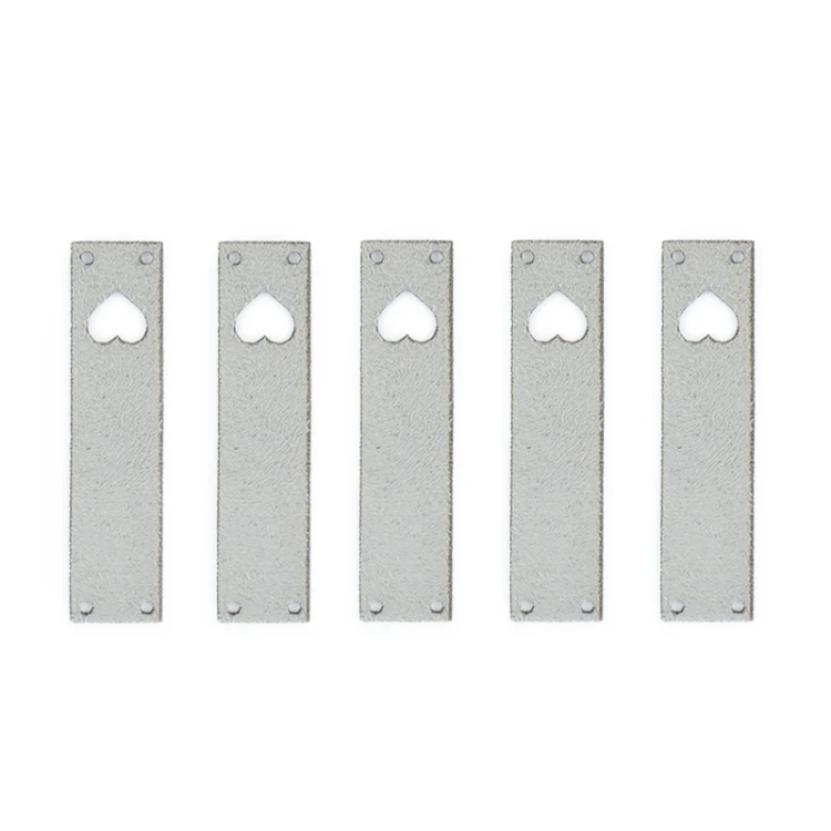 Zestaw metek nubuk premium "Serce" / jasny szary / 60 x 15 mm / 5 szt.