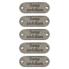Zestaw metek nubuk premium "Sama zrobiłam'' / szary / 15 x 40 mm / 5 szt.
