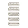 Zestaw metek nubuk premium "Handmade" / biel / 11 x 30 mm / 5 szt.