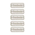 Zestaw metek nubuk premium "Handmade" / biel / 11 x 30 mm / 5 szt.