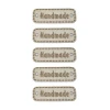 Zestaw metek nubuk premium "Handmade" / szarobeżowy / 11 x 30 mm / 5 szt.