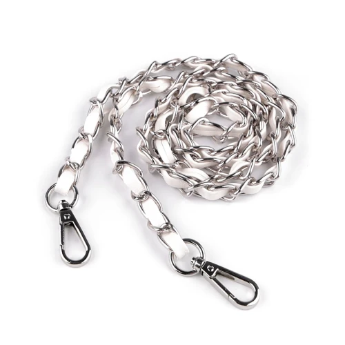 Uchwyt do torby z łańcuszkiem i karabińczykami / 112 cm / biel - nikiel / 930433