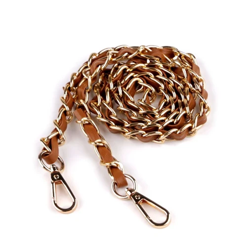 Uchwyt do torby z łańcuszkiem i karabińczykami / 112 cm / koniak - złoto / 930433