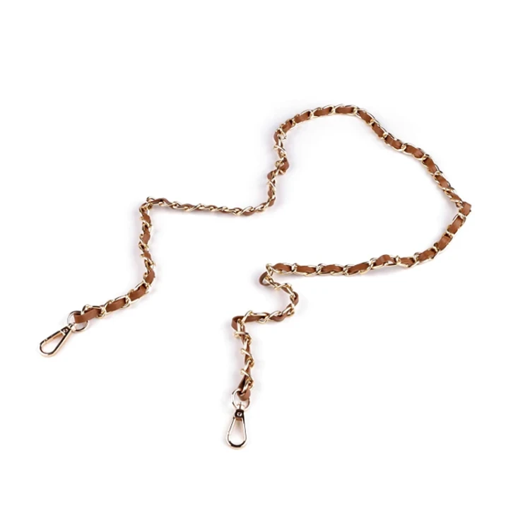 Uchwyt do torby z łańcuszkiem i karabińczykami / 112 cm / koniak - złoto / 930433