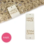 Sada cedulek eko kůže metalizowana "HAND MADE" / perla / 60 x 20 mm / 5 ks.