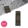 Zestaw metek nubuk premium "HAND MADE" / ciemny szary / 60 x 20 mm / 5 szt.
