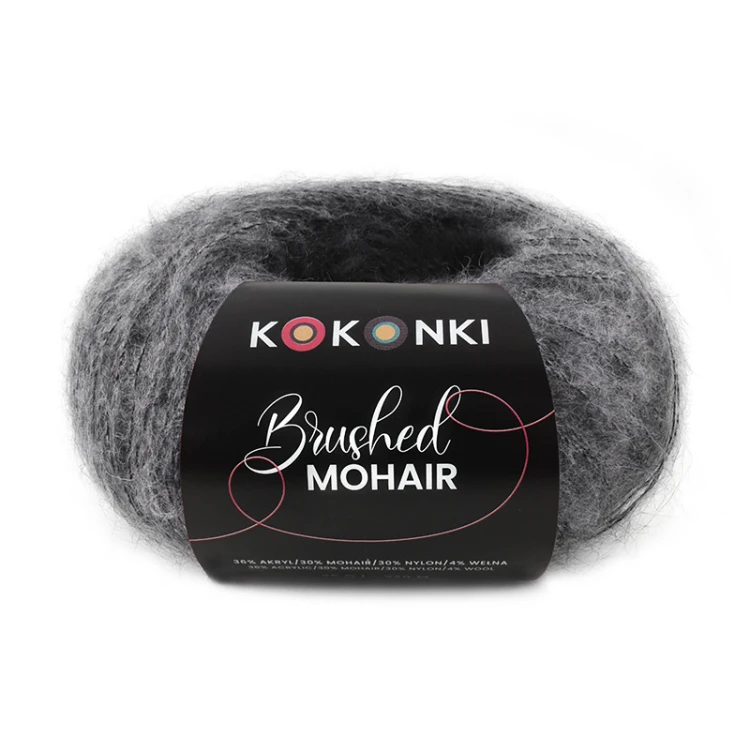 Włóczka KOKONKI Brushed Mohair 029 / ciemny szary