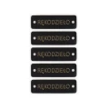 Zestaw metek ekoskóra "RĘKODZIEŁO" / czerń złoto / 12 x 40 mm / 5 szt.