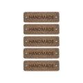 Zestaw metek skóra naturalna premium "Handmade" / chłodny brąz / 40 x 12 mm / 5 szt.