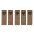 Zestaw metek skóra naturalna ''Rękodzieło'' serce / chłodny brąz / 20 x 60 mm / 5 szt.