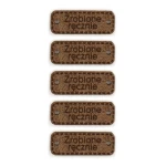 Sada cedulek přírodní kůže premium "Zrobione ručně" / hnědá / 30 x 11 mm / 5 ks.