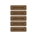 Zestaw metek skóra naturalna premium "Handmade" / brąz / 40 x 12 mm / 5 szt.