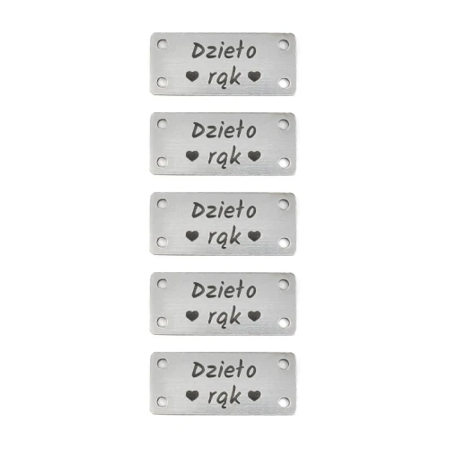 Zestaw metek metalizowanych "Dzieło rąk" / srebro / 15 x 33 mm / 5 szt.