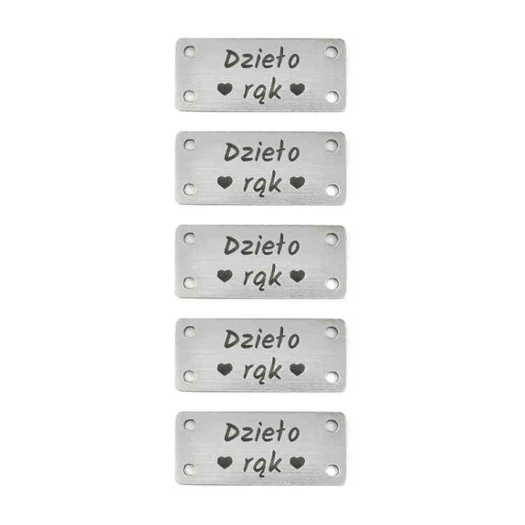 Zestaw metek metalizowanych "Dzieło rąk" / srebro / 15 x 33 mm / 5 szt.