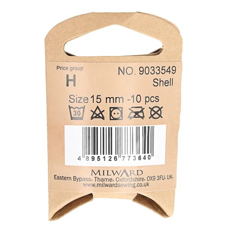 Guzik Milward okrągły / róż / muszla / 15 mm / 10 szt. / 9033549