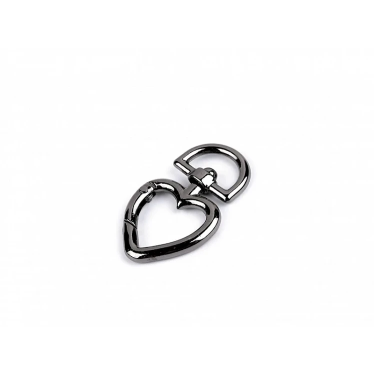 Karabińczyk metalowy serce / czarny nikiel / 15 mm / 1 szt. / 890239