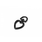 Karabińczyk metalowy serce / czerń / 15 mm / 1 szt. / 890239