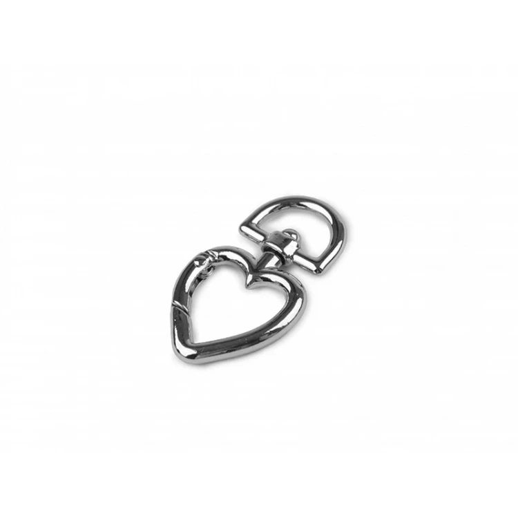 Karabińczyk metalowy serce / nikiel / 15 mm / 1 szt. / 890239