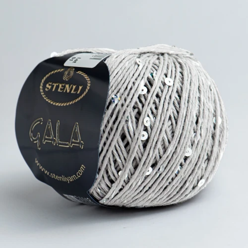 Włóczka z cekinami Stenli Gala 0871 / szary i srebro