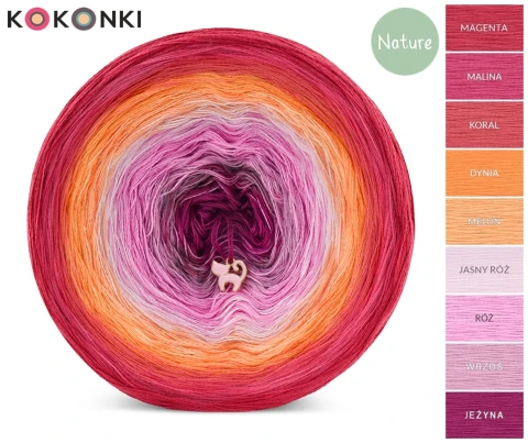 KOKONEK_Nature 9K 05 GOTOWY - Magenta/malina/koral/dynia/melon/jasny róż/róż/wrzos/jeżyna / 3 nitki / 1400 m / 250 g
