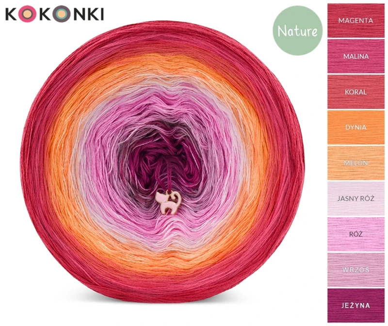 KOKONEK_Nature 9K 05 GOTOWY - Magenta/malina/koral/dynia/melon/jasny róż/róż/wrzos/jeżyna / 3 nitki / 1400 m / 250 g