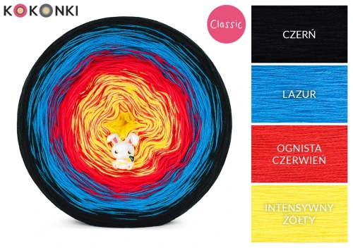 KOKONEK Classic B276 Tarcza łucznicza - Czerń/lazur/ognista czerwień/intensywny żółty