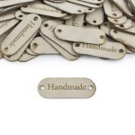 Zestaw metek nubuk premium "Handmade" / kawa z mlekiem / 15 x 40 mm / 5 szt. 