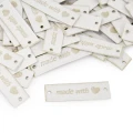 Zestaw metek nubuk premium "Made with ♥" / biel / 15 x 50 mm / 5 szt