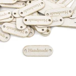 Sada etiket nubuk premium "Handmade" / bílá / 15 x 40 mm / 5 ks.