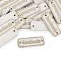 Zestaw metek nubuk premium "Handmade" / biel / 11 x 30 mm / 5 szt.