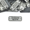 Zestaw metek altara premium "Zrobione ręcznie" / jasny szary / 30 x 11 mm / 5 szt.