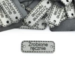 Sada cedulek altara premium "Zrobione ručně" / Světle šedá / 30 x 11 mm / 5 ks.