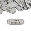 Zestaw metek nubuk premium "Sama zrobiłam'' / jasny szary / 15 x 40 mm / 5 szt
