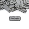 Zestaw metek nubuk premium "Handmade" / jasny szary / 11 x 30 mm / 5 szt