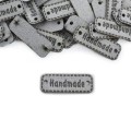Zestaw metek nubuk premium "Handmade" / jasny szary / 11 x 30 mm / 5 szt