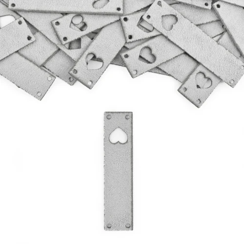 Zestaw metek nubuk premium "Serce" / jasny szary / 60 x 15 mm / 5 szt.