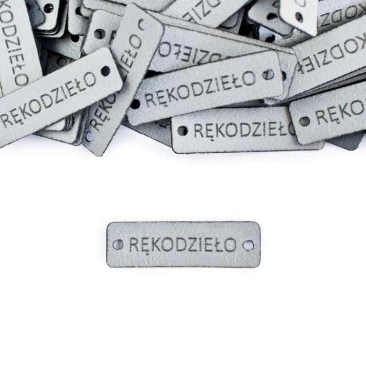 Zestaw metek altara premium "RĘKODZIEŁO" / jasny szary / 12 x 40 mm / 5 szt