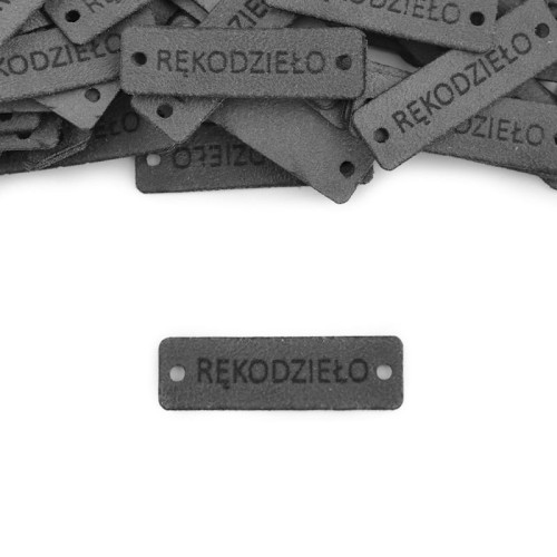 Zestaw metek altara / nubuk premium "RĘKODZIEŁO" / grafit / 12 x 40 mm / 5 szt.
