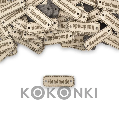 Zestaw metek altara "Handmade" / beż / 11 x 30 mm / 5 szt.