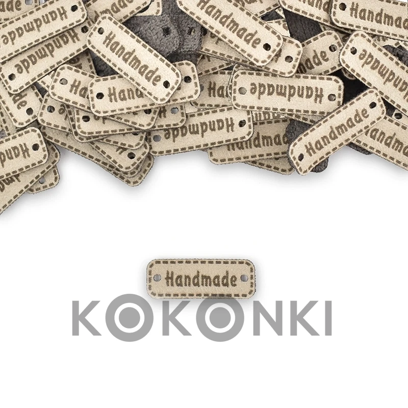 Zestaw metek altara "Handmade" / beż / 11 x 30 mm / 5 szt.