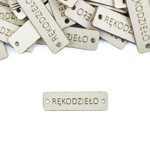 Zestaw metek altara premium "RĘKODZIEŁO" / beż / 12 x 40 mm / 5 szt. (