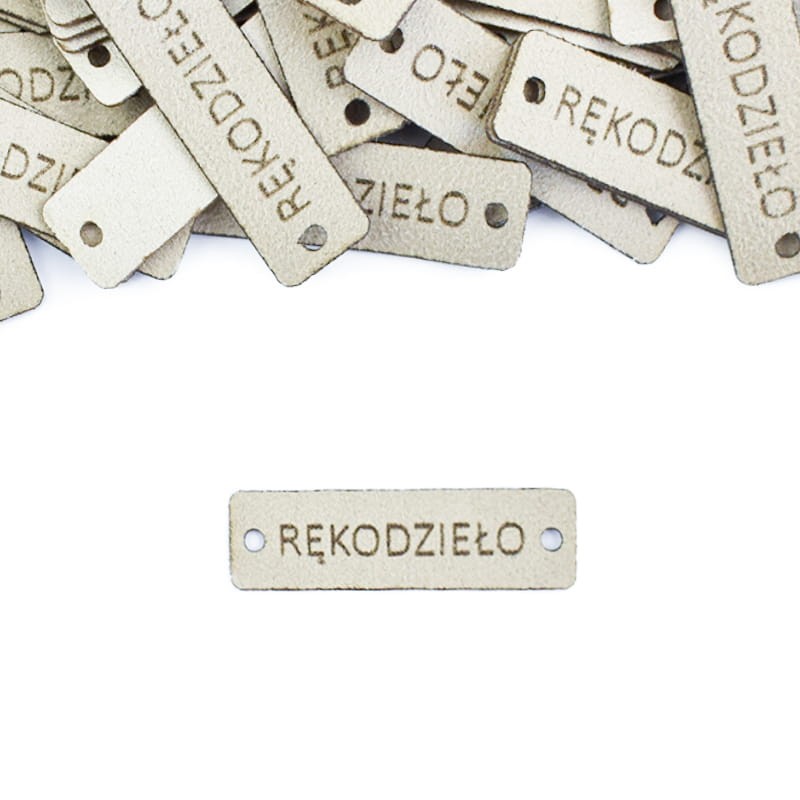 Zestaw metek altara premium "RĘKODZIEŁO" / beż / 12 x 40 mm / 5 szt. (