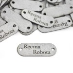 Zestaw metek nubuk premium "Ręczna Robota" / jasny szary / 15 x 40 mm / 5 szt. 