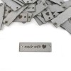 Zestaw metek nubuk premium "Made with ♥" / jasny szary / 15 x 50 mm / 5 szt.
