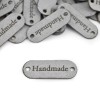 Zestaw metek nubuk premium "Handmade" / jasny szary / 15 x 40 mm / 5 szt.