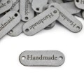 Zestaw metek nubuk premium "Handmade" / jasny szary / 15 x 40 mm / 5 szt.