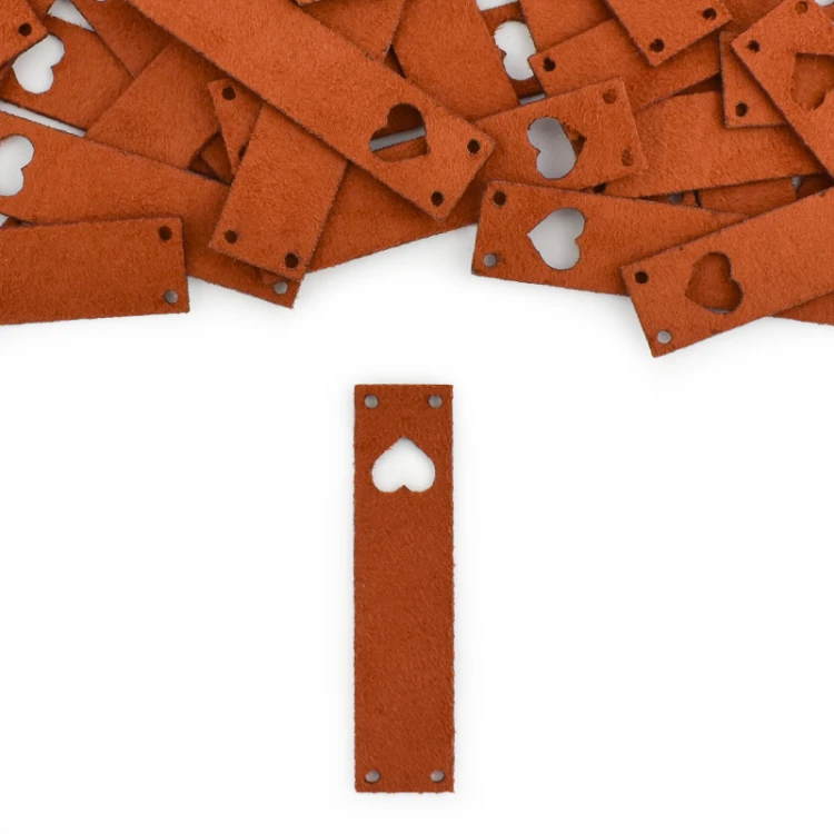 Zestaw metek nubuk premium "Serce" / rdza / 60 x 15 mm / 5 szt.
